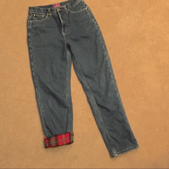 COPY - Quilted lining Denim Mom Jeans - Picture 3 of 3